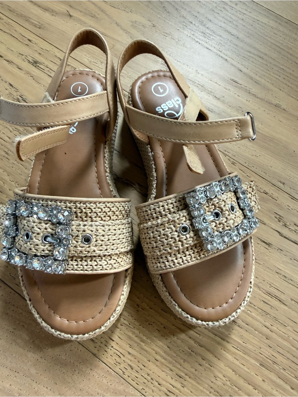 Little girl  Tan Woven Buckle Sandals